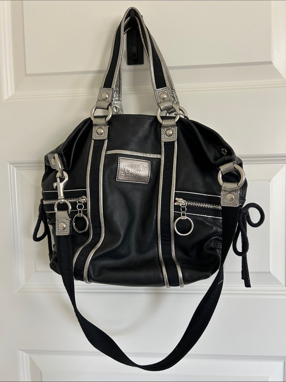 Coach Poppy Vintage Y2K Black Tote with Silver Trim
